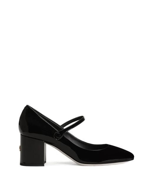Dolce & Gabbana Black Square-Toe Block-Heel Pumps