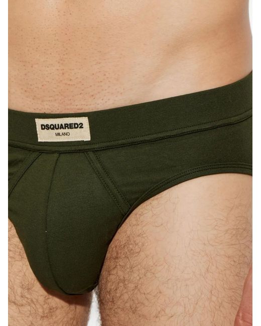 DSquared² Green Logo-Patch Briefs for men