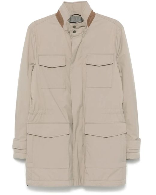 Kiton Natural Padded Suede-Trim Down Coat for men