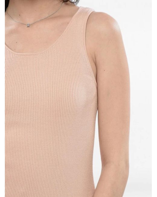 Aspesi Natural Ribbed-Knit Tank Top