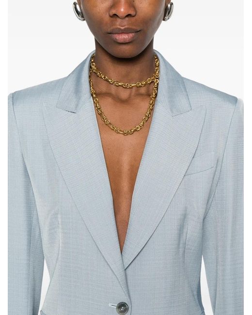 P.A.R.O.S.H. Blue Notched Single-Breasted Blazer