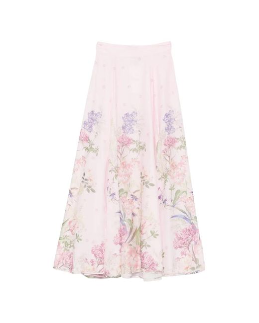 Charo Ruiz Pink Floral-Print Maxi Skirt