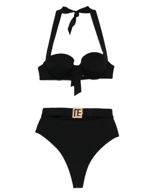 Bikini con cuello halter Balmain de color Black