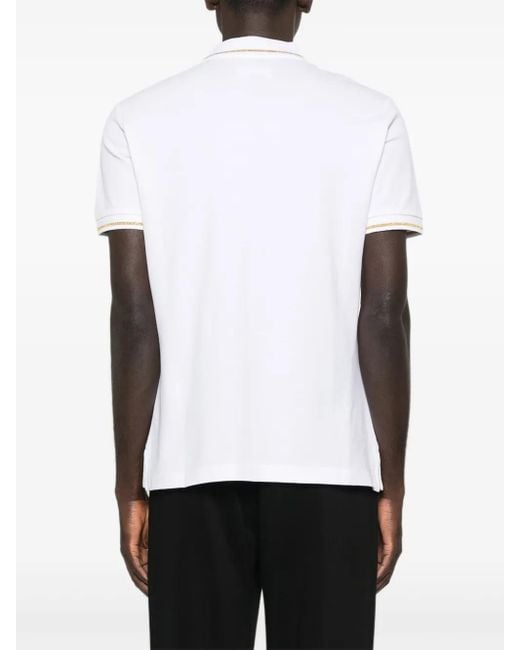 Versace Jeans Couture White Trimmed Logo-Detail Polo Shirt for men