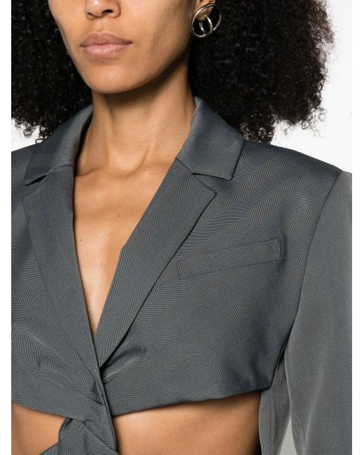 Coperni Black Twisted Cut-Out Herringbone Blazer