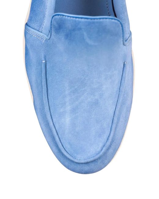 Santoni Blue Suede Slip-On Loafers