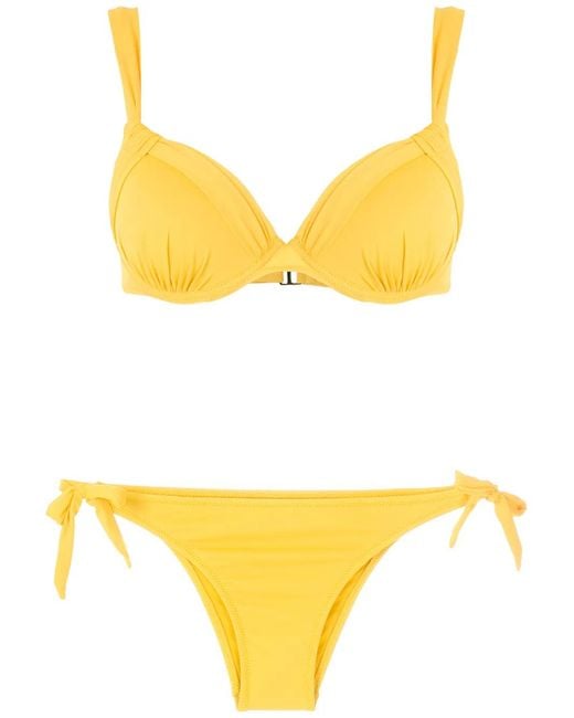 Amir Slama Yellow Ruched Detail Bikini Set