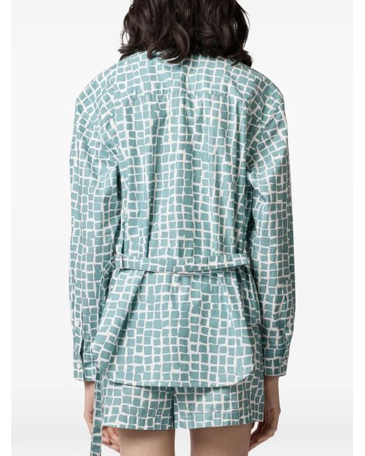 Camisa Estampada Con Cinturón Tod's de color Blue