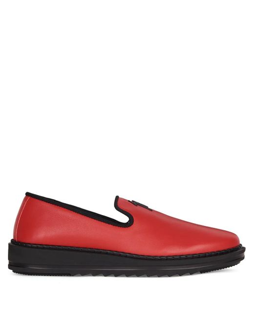 Giuseppe Zanotti Red Logo-Detail Slip-On Loafers for men