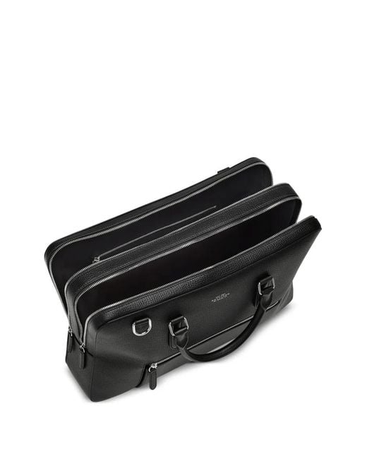 Smythson Black Large Ludlow-Leather Zip-Front Briefcase