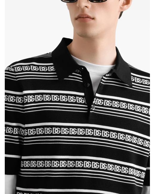 メンズ Dolce & Gabbana シルク ポロシャツ Black