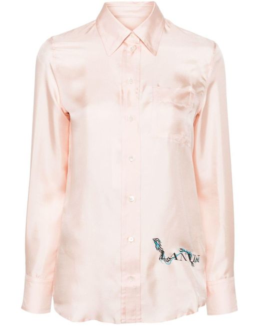 Camisa con logo estampado Lanvin de color Pink