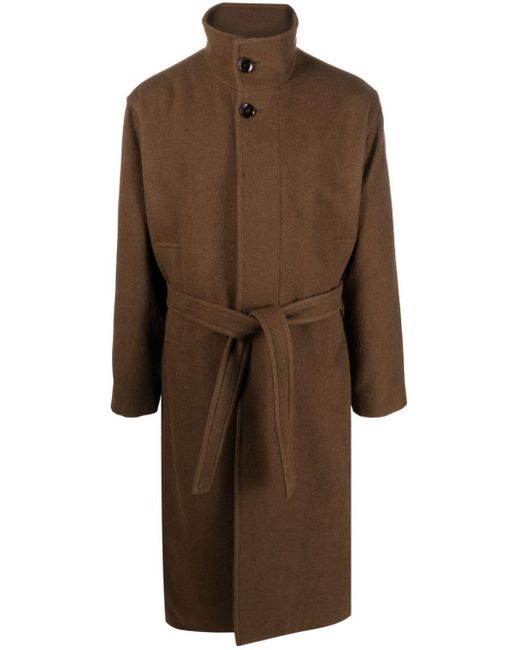 Lemaire Brown Belted Wool-blend Coat