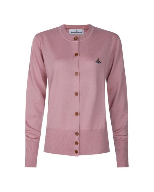 Vivienne Westwood Pink Orb-Embroidered Button-Front Cardigan