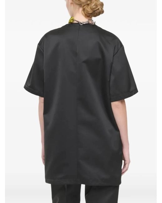 Plan C Black Duchese Chest-Pocket Mini Dress