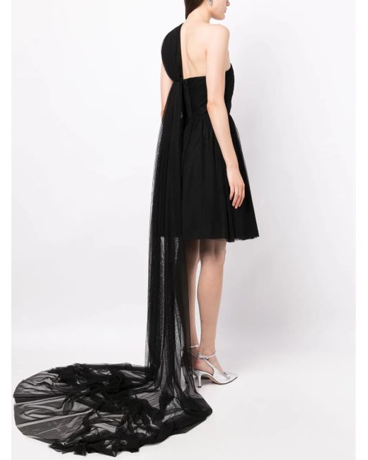 Anouki Black One-Shoulder Ruffle-Hem Dress