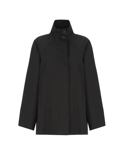 Emme Black High-Neck Raglan-Sleeve Raincoat