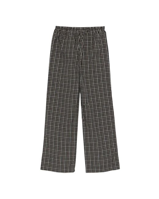 Rohe Gray Drawstring Checked Trousers