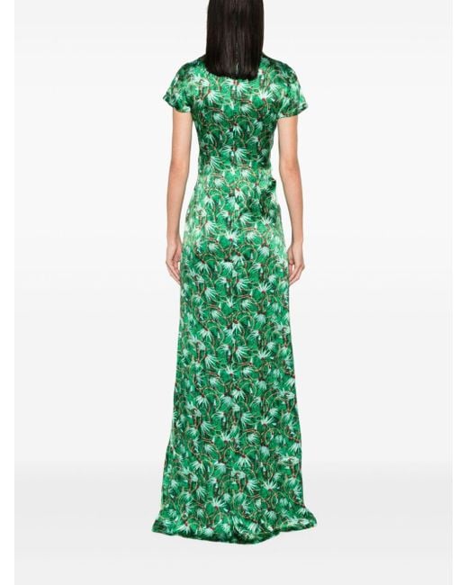 Saloni Green Kelly Kleid mit Blumen-Print