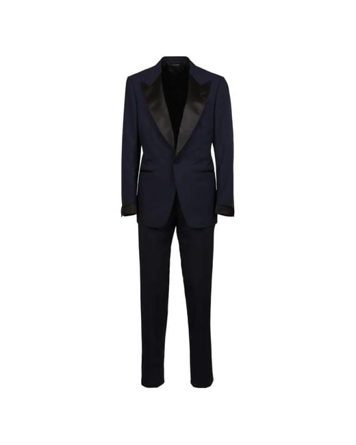 Tom Ford Blue Icon Shelton Midnight Wool Single-Breasted Tuxedo Suit With Silk Satin Details for men