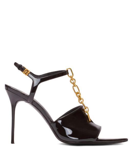 Balmain Black Sync Sandalen Aus Lackleder Mit Absatz