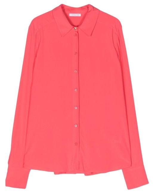Patrizia Pepe Pink Long-sleeve Crepe Shirt
