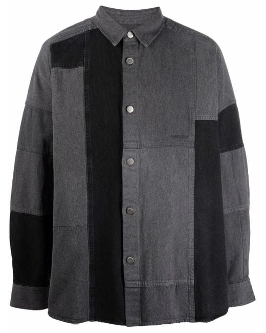 Ambush Black Patchwork Denim Shirt for men