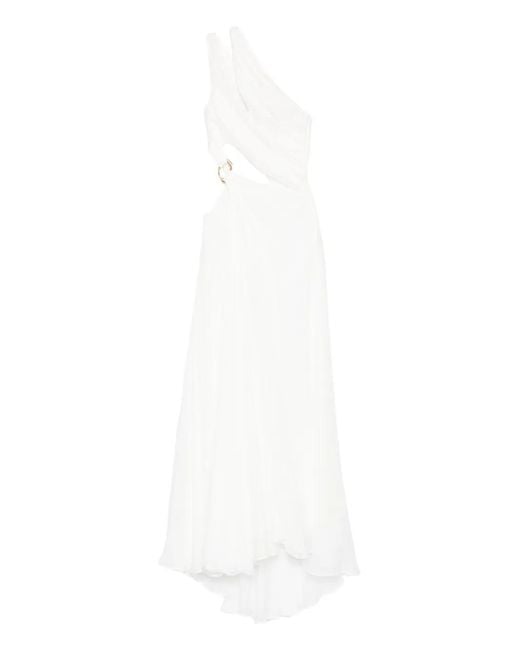 Cult Gaia White Zan One-Shoulder Ring Gown Dress