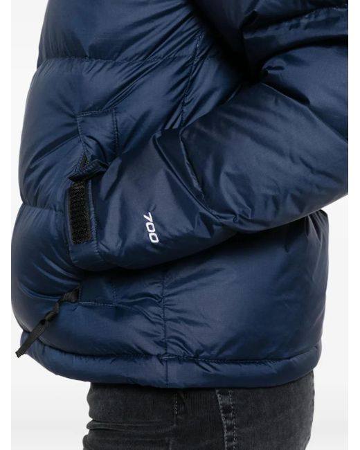 The North Face Blue Quilted Puffer Jacket With High Collar