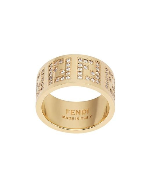Fendi Metallic Crystal Monogram Ring