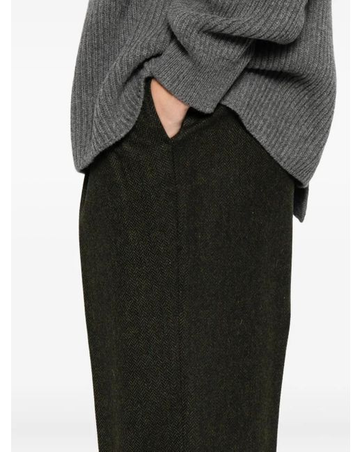 Berwich Black Pleated-Details Trousers