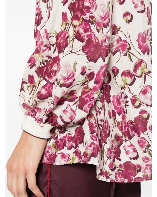 F.R.S For Restless Sleepers Red Floral-Print Blouse