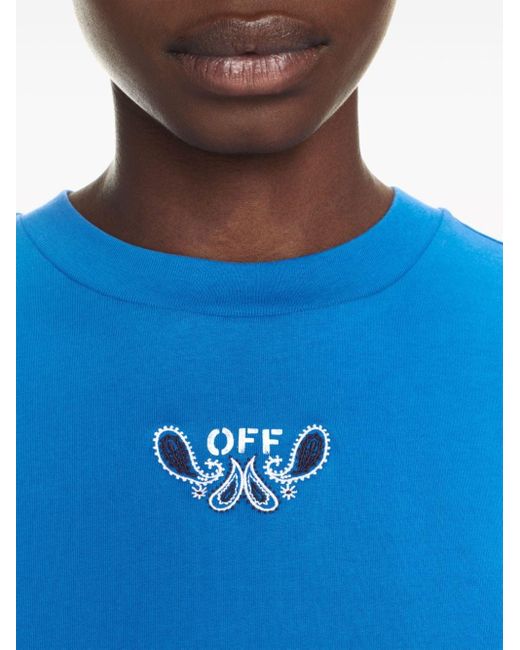 Off-White c/o Virgil Abloh T-shirt Met Borduurwerk in het Blue