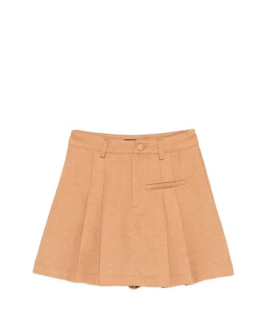 ACTUALEE Natural Pleated-Detail Skirt
