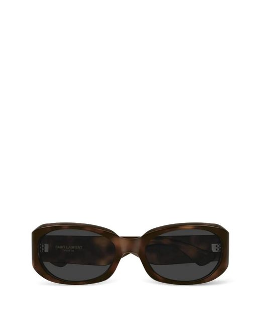 Saint Laurent Black Matte-Finish Rectangle-Frame Sunglasses