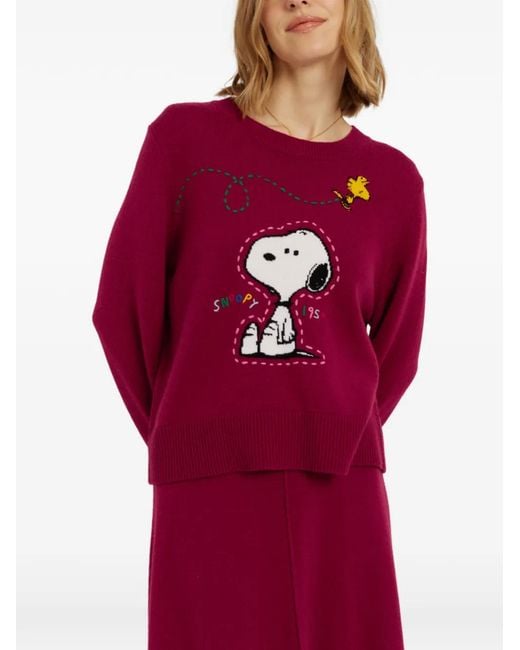 Chinti & Parker Snoopy Embroidered Sweater