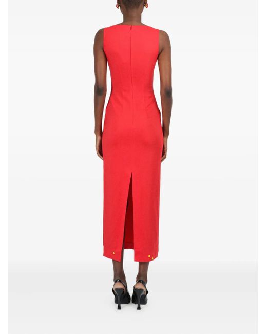 ROWEN ROSE Gathered-Detail Sleeveless Midi Dress