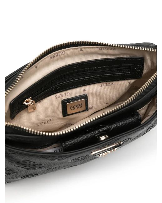 Guess Black Mini Cresidia Ii Logo-Embossed Detachable-Strap Shoulder Bag