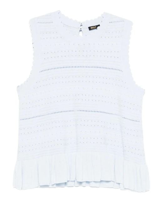 Maje White Ruffled Knit Top