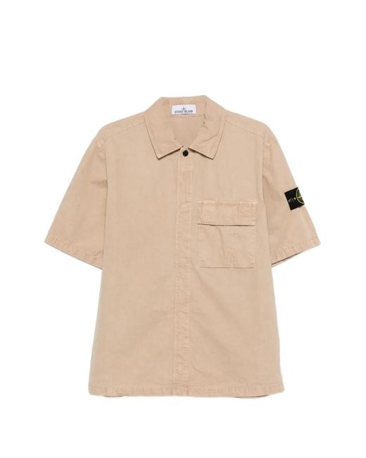 Stone Island Natural Chest-Pocket Short-Sleeve Shirt for men