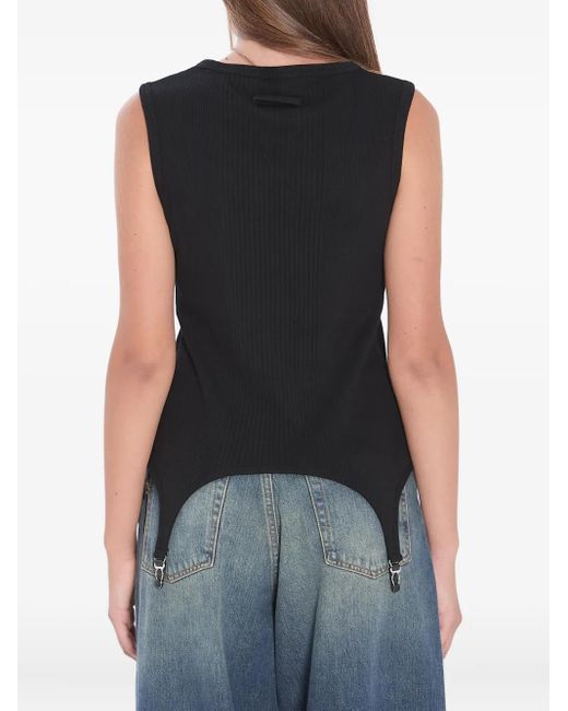 Jean Paul Gaultier Black Ribbed Hook-Detail Top