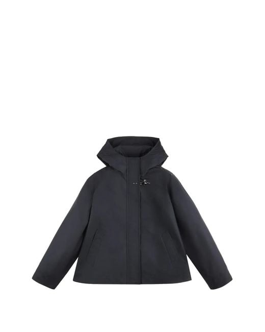 Fay Black Poplin Hooded Parka Coat