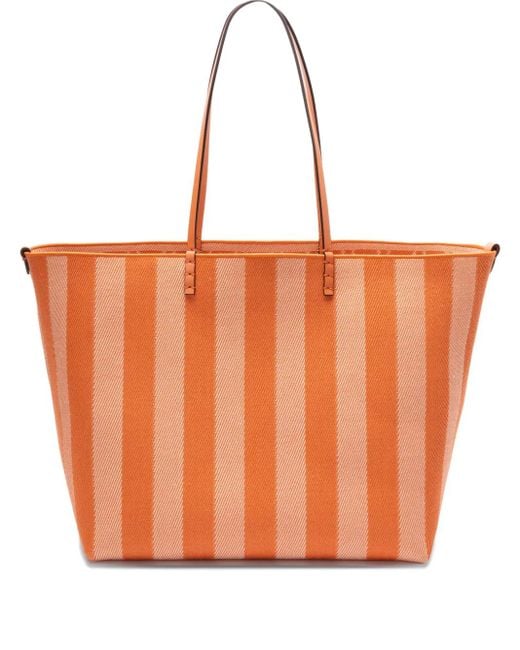 Fendi Orange Große Roll Tote Bag mit Streifen