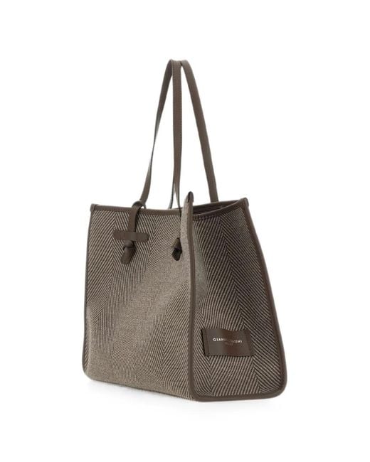 MARCELLA CLUB Brown Marcella Herringbone-Pattern Tote Bag