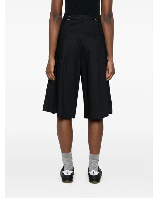 Sandro Black Mateus Striped Pleated Shorts