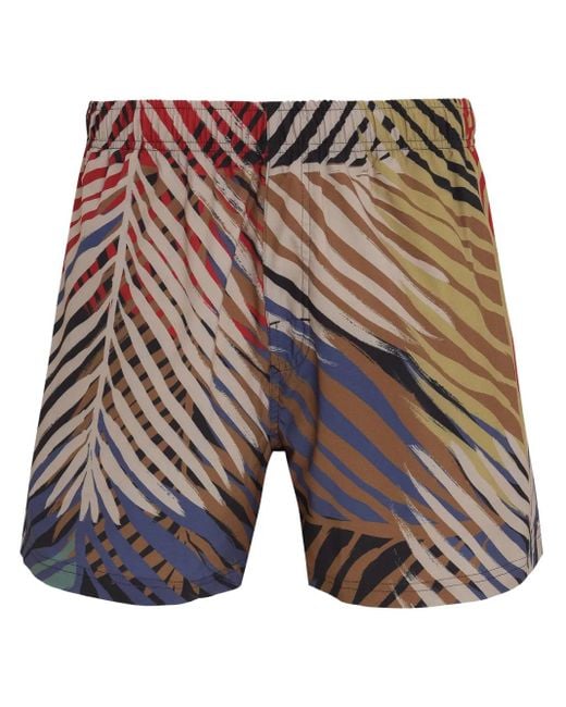 Osklen Blue Leaf-Print Swim Shorts for men
