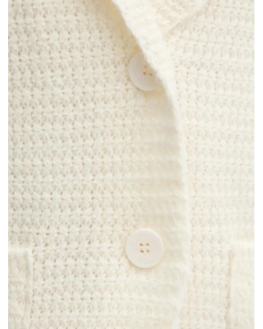 Sisley Natural Textured-Knit Notched-Lapel Cardigan