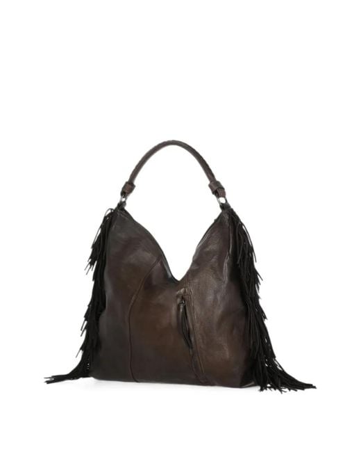 Reptile's House Black Vasia Braided Fringe-Detail Tote Bag