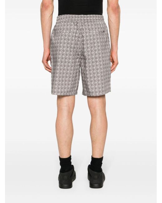 Emporio Armani Gray Logo Pattern-print Poplin Shorts for men