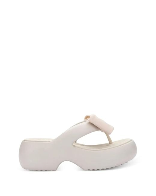 Melissa White Free Fuzzy Platform Bow Flip-Flops